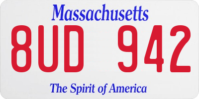 MA license plate 8UD942