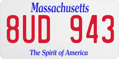 MA license plate 8UD943