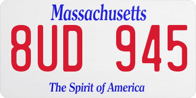 MA license plate 8UD945