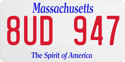 MA license plate 8UD947