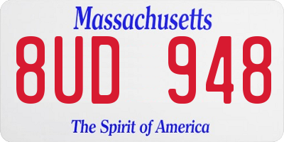 MA license plate 8UD948