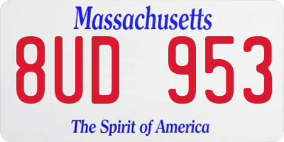 MA license plate 8UD953