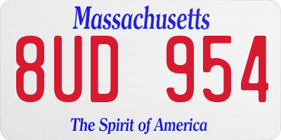 MA license plate 8UD954