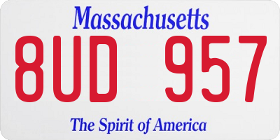 MA license plate 8UD957