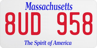 MA license plate 8UD958