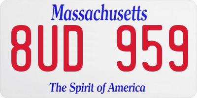 MA license plate 8UD959