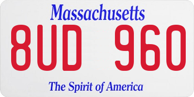 MA license plate 8UD960
