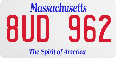MA license plate 8UD962