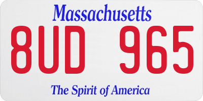 MA license plate 8UD965