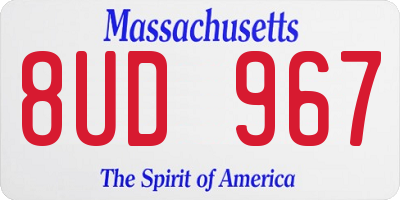 MA license plate 8UD967