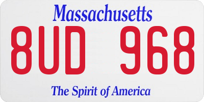 MA license plate 8UD968