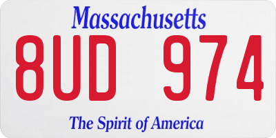 MA license plate 8UD974