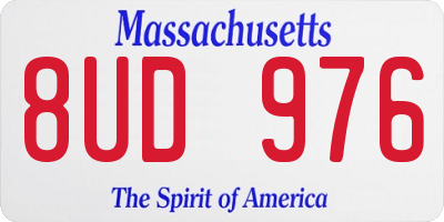 MA license plate 8UD976