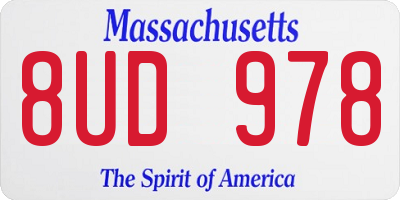 MA license plate 8UD978