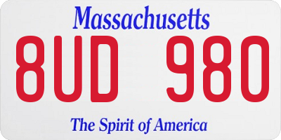 MA license plate 8UD980