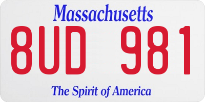 MA license plate 8UD981