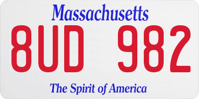 MA license plate 8UD982
