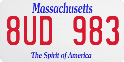 MA license plate 8UD983