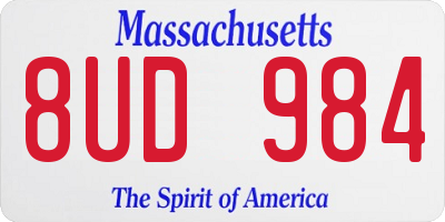 MA license plate 8UD984