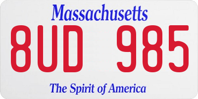 MA license plate 8UD985