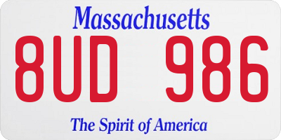 MA license plate 8UD986
