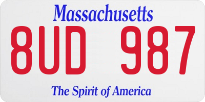 MA license plate 8UD987