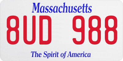 MA license plate 8UD988
