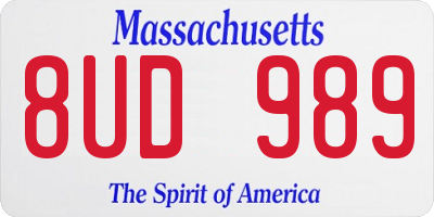 MA license plate 8UD989