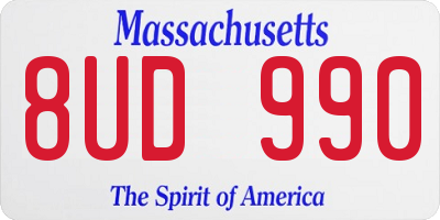 MA license plate 8UD990