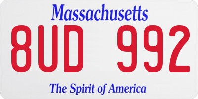 MA license plate 8UD992