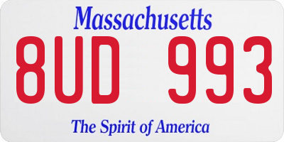 MA license plate 8UD993