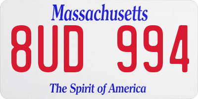 MA license plate 8UD994