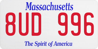 MA license plate 8UD996