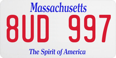 MA license plate 8UD997
