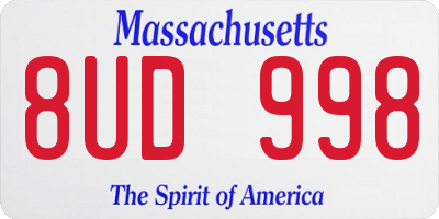 MA license plate 8UD998