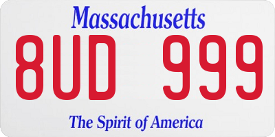 MA license plate 8UD999
