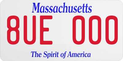 MA license plate 8UE000