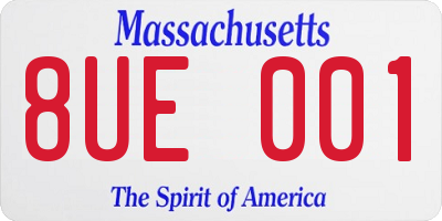 MA license plate 8UE001