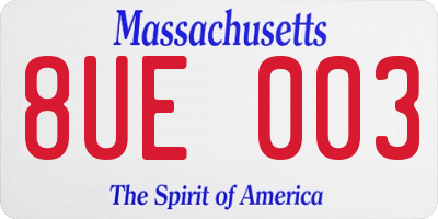 MA license plate 8UE003