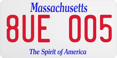 MA license plate 8UE005