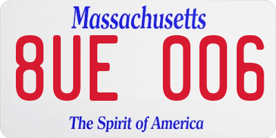MA license plate 8UE006