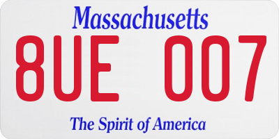 MA license plate 8UE007