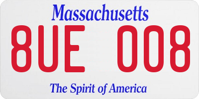 MA license plate 8UE008