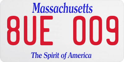 MA license plate 8UE009