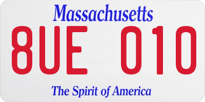 MA license plate 8UE010