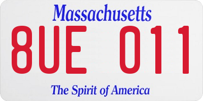 MA license plate 8UE011