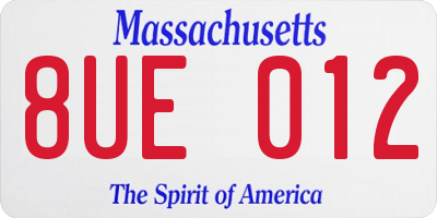 MA license plate 8UE012