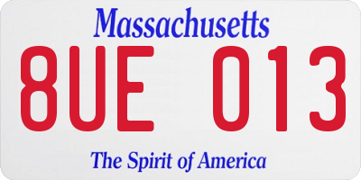 MA license plate 8UE013
