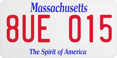 MA license plate 8UE015
