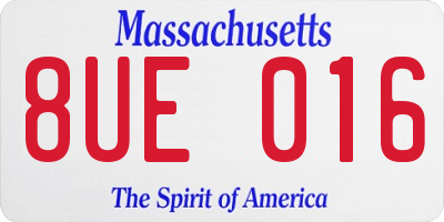 MA license plate 8UE016